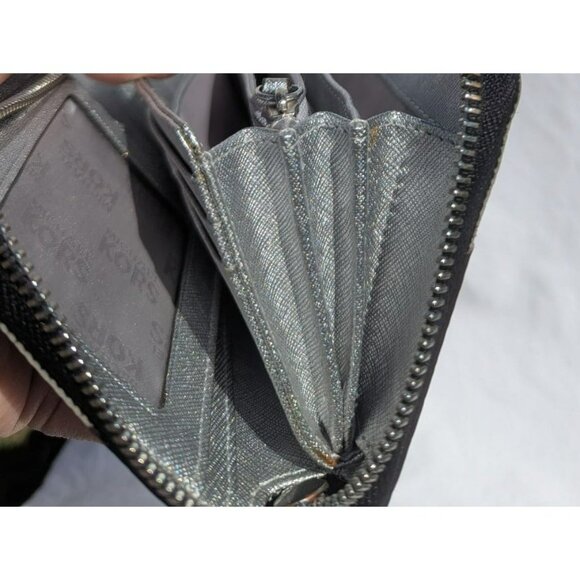 FINAL PRICE DROP Michael Kors Large Zip Around Wallet MK Signature Gray Silver - Picture 11 of 12